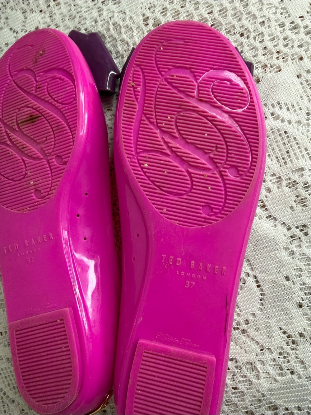 Ted Baker Hot Pink Ballet Flats with Purple Bow Accent size 6.5 (37) - Picture 6 of 6